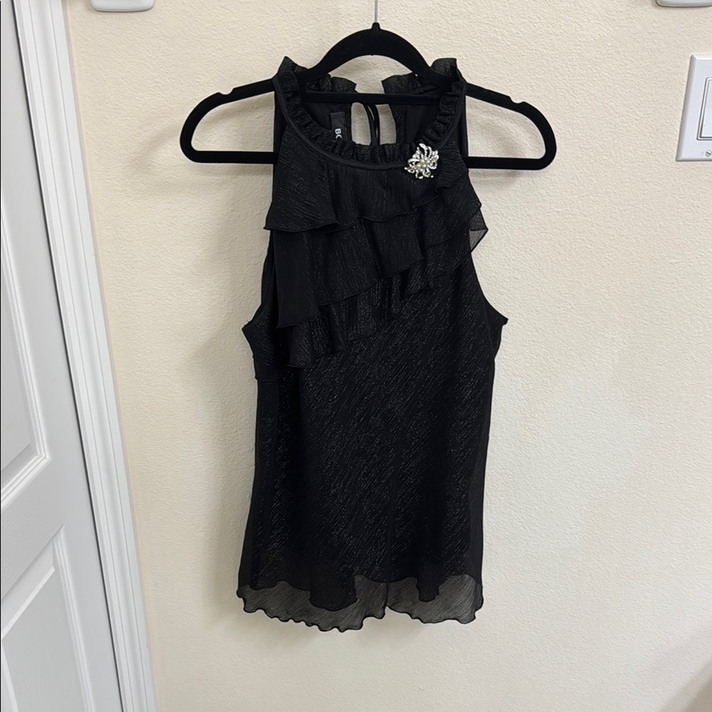 Elegant Black Ruffled Women's Top